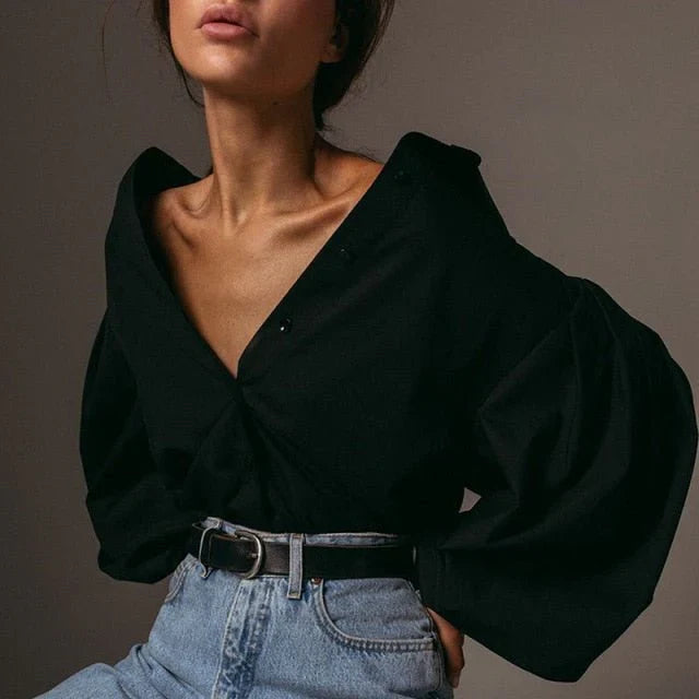 Marzella Balloon Sleeve Spring Blouse Shirt