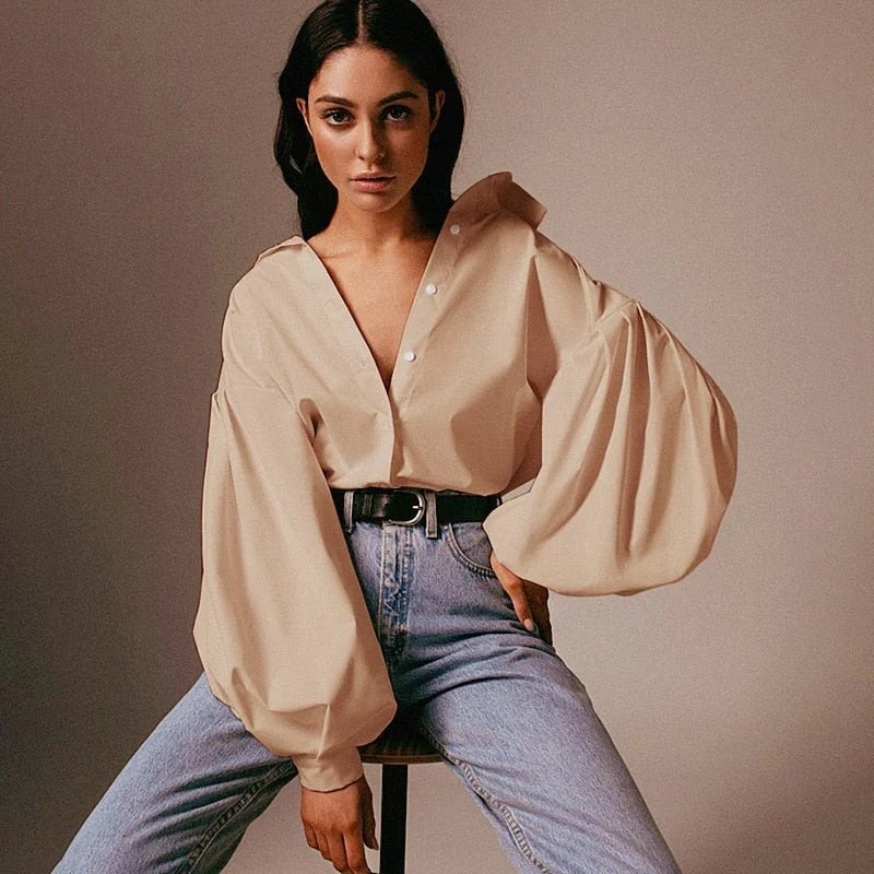 Marzella Balloon Sleeve Spring Blouse Shirt