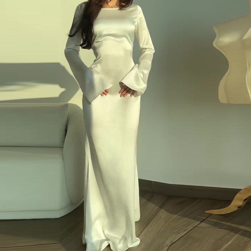 Serenelle Satin Formal Evening Maxi Dress