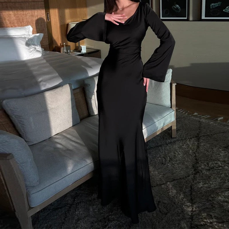 Serenelle Satin Formal Evening Maxi Dress