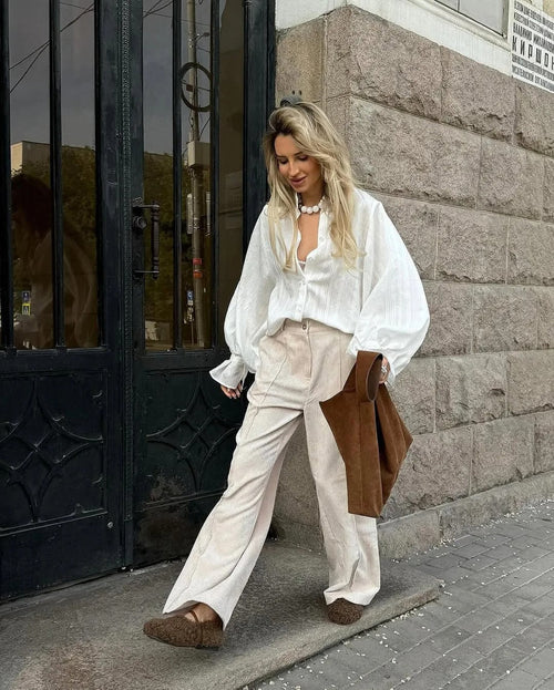 Amalina Cotton Oversized Balloon Sleeve Blouse