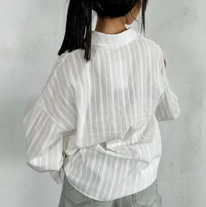 Isalina Stripe Balloon Sleeve Shirt