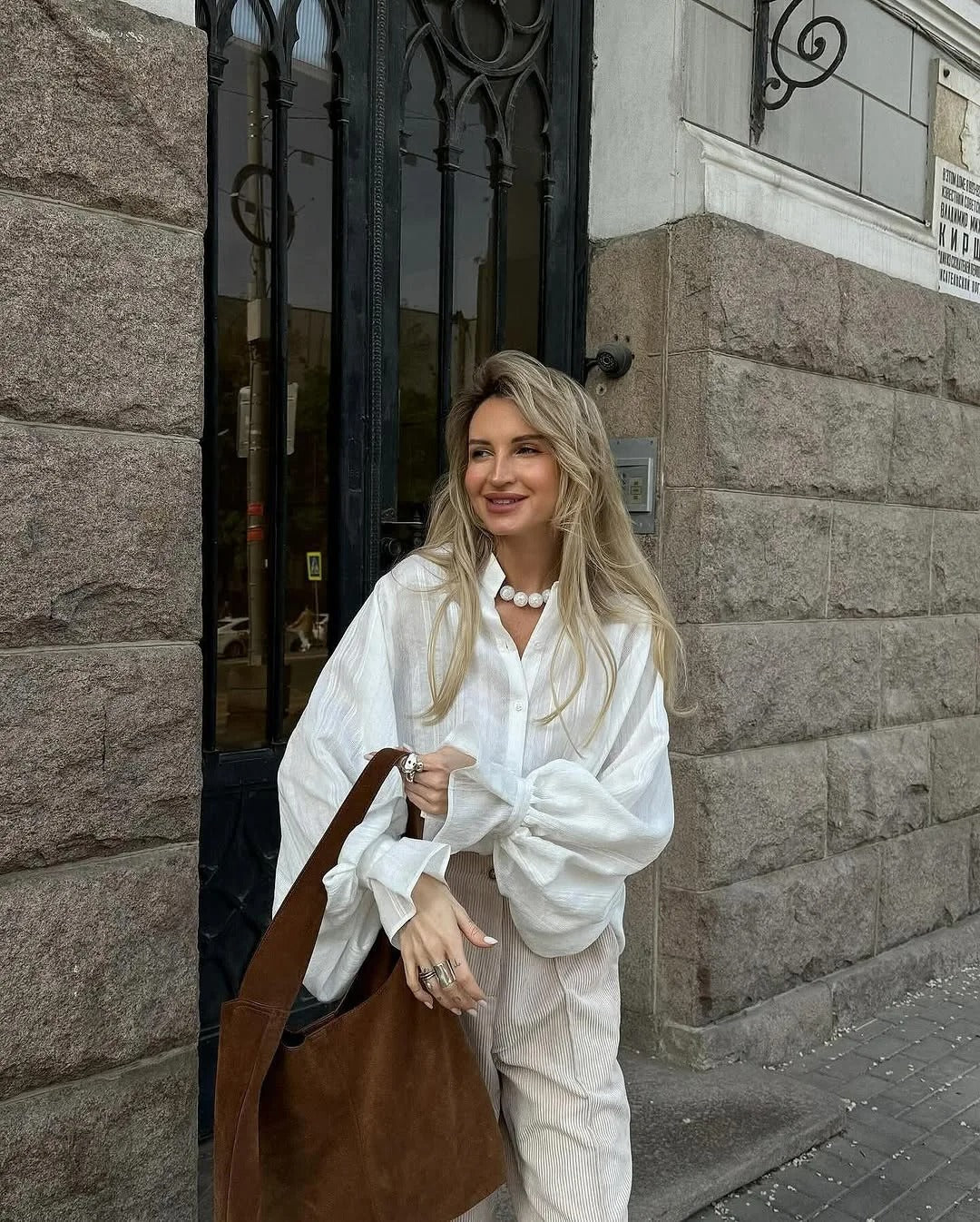 Amalina Cotton Oversized Balloon Sleeve Blouse
