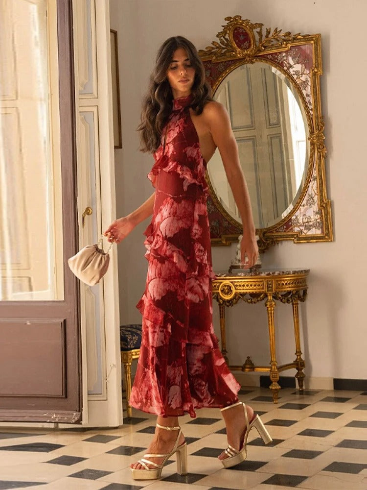 Brietta Floral Wedding Guest Midi Dress