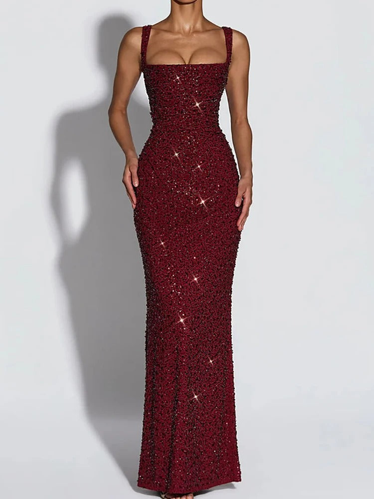 Caprice Sequin Bodycon Evening Maxi Dress