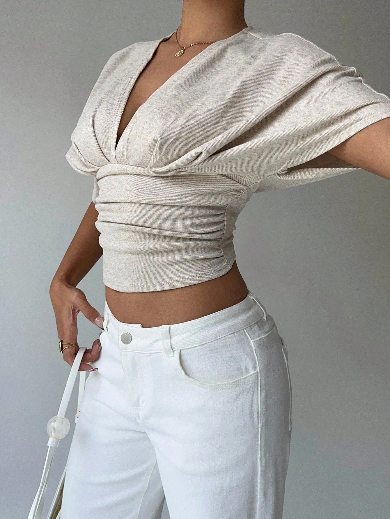 Celavie Ruched V Neck Summer Top