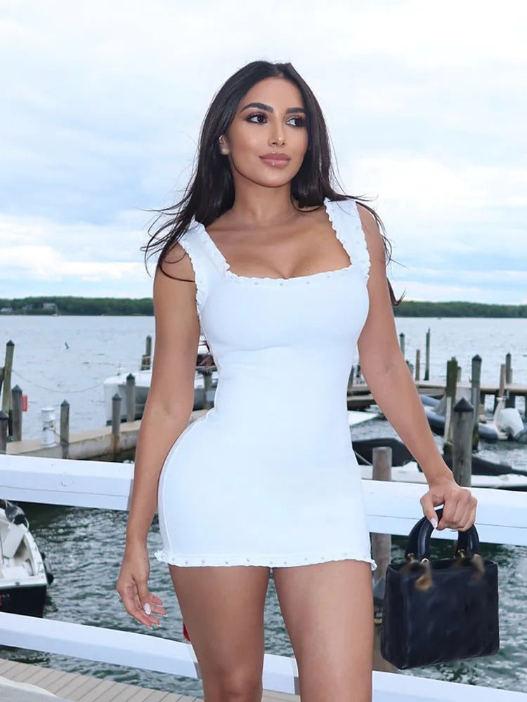 Lucielle Floral Trim Cocktail Mini Dress