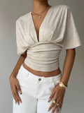 Celavie Ruched V Neck Summer Top