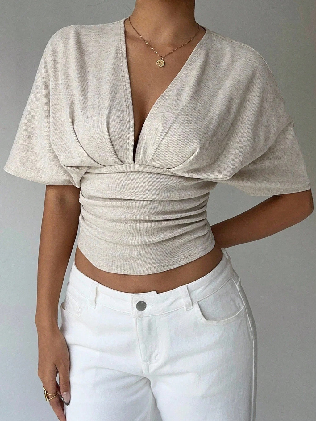 Celavie Ruched V Neck Summer Top