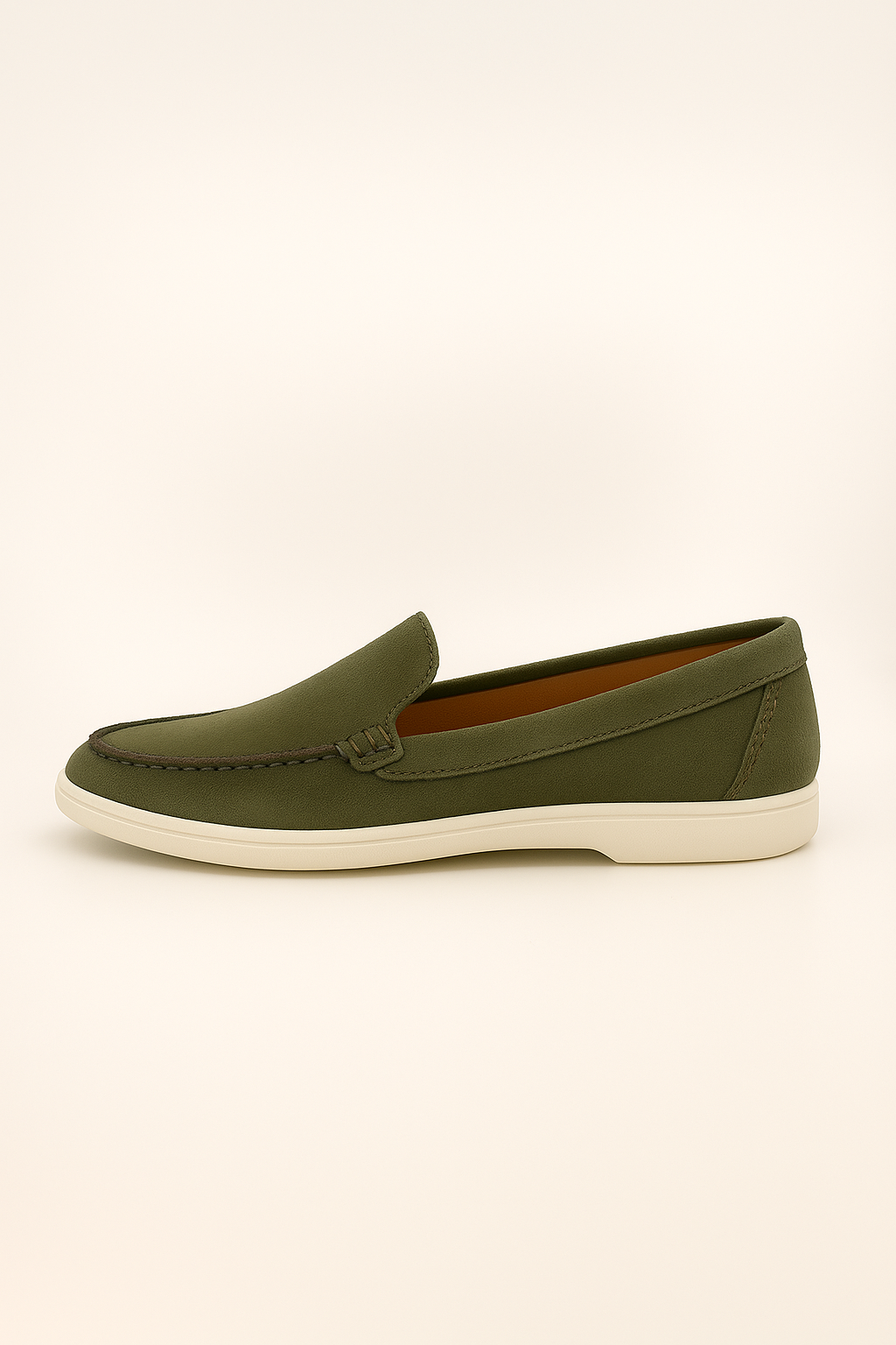 Olive Green Suede Loafers