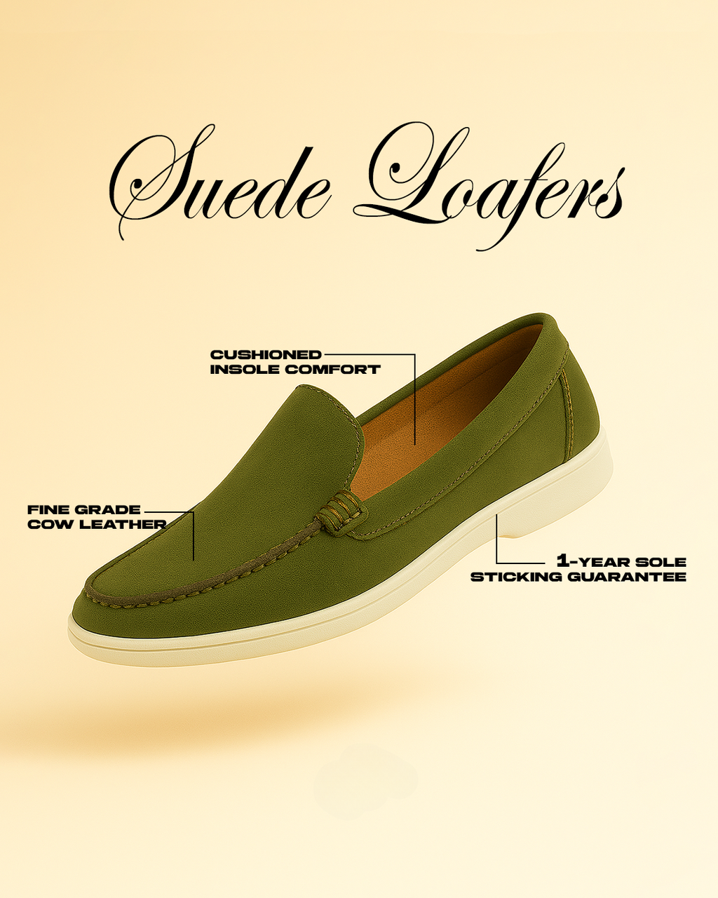 Olive Green Suede Loafers