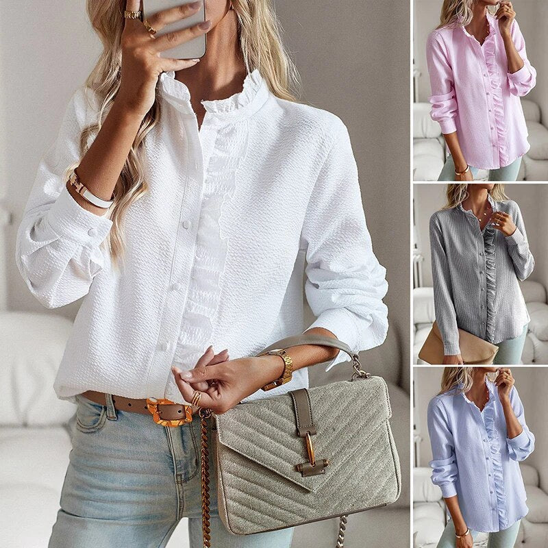 Ella Pleated Ruffle Blouse