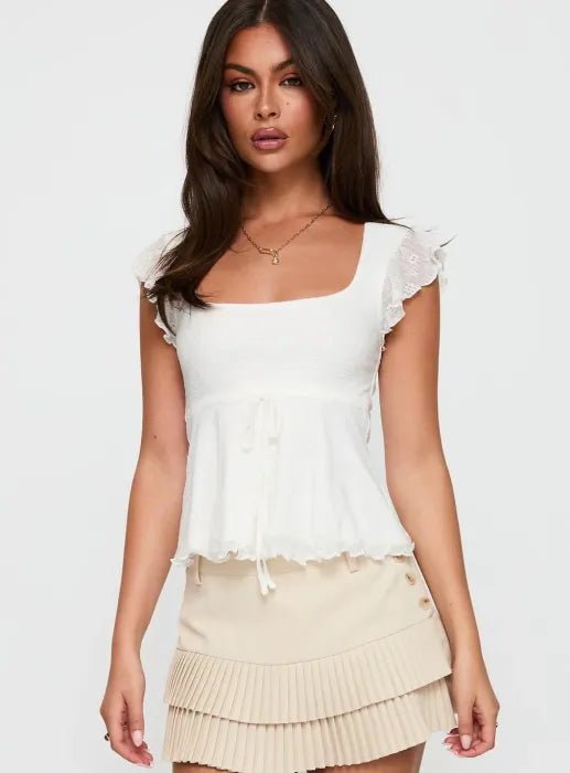 Ravenella White Peplum Top