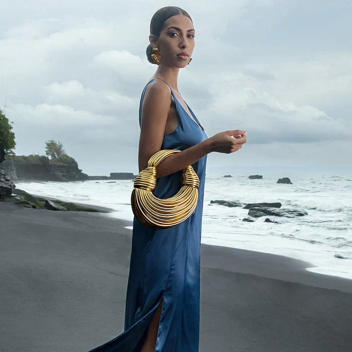 Carmedina Sculpted Gold Handbag