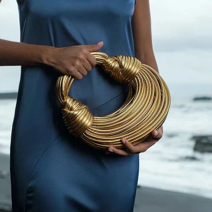Carmedina Sculpted Gold Handbag