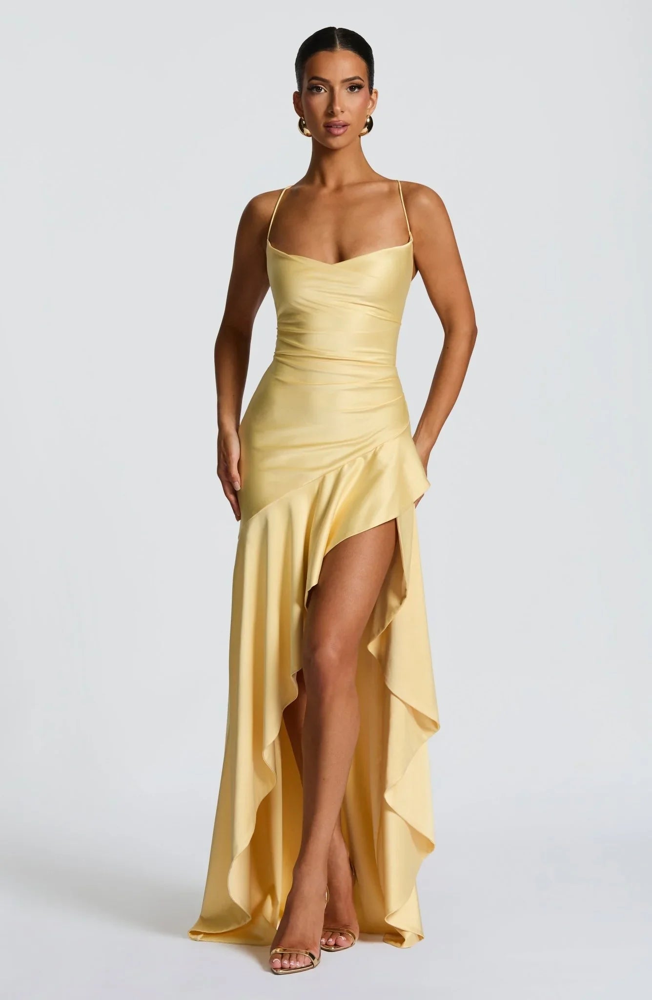 Chloe Satin Cowl Neck Maxi Dress