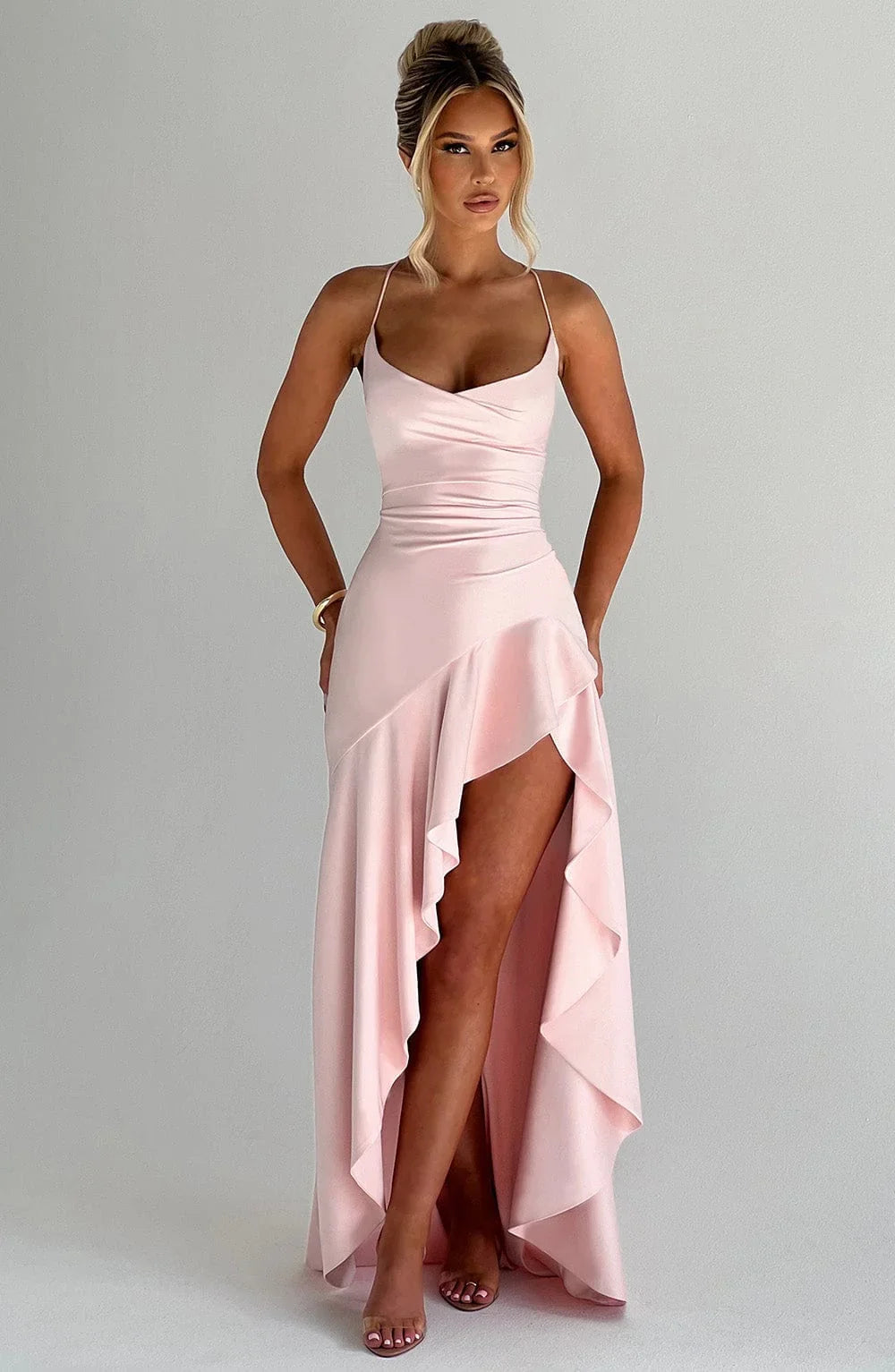 Chloe Satin Cowl Neck Maxi Dress