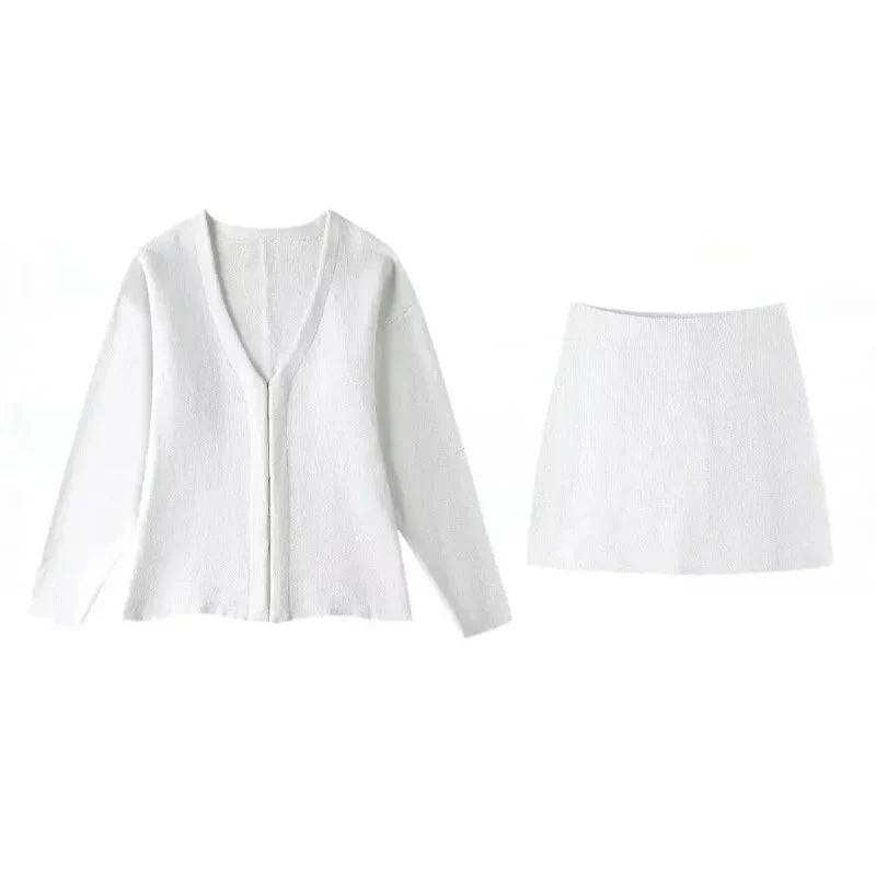 Ayla Knit Cardigan & Mini Skirt Set