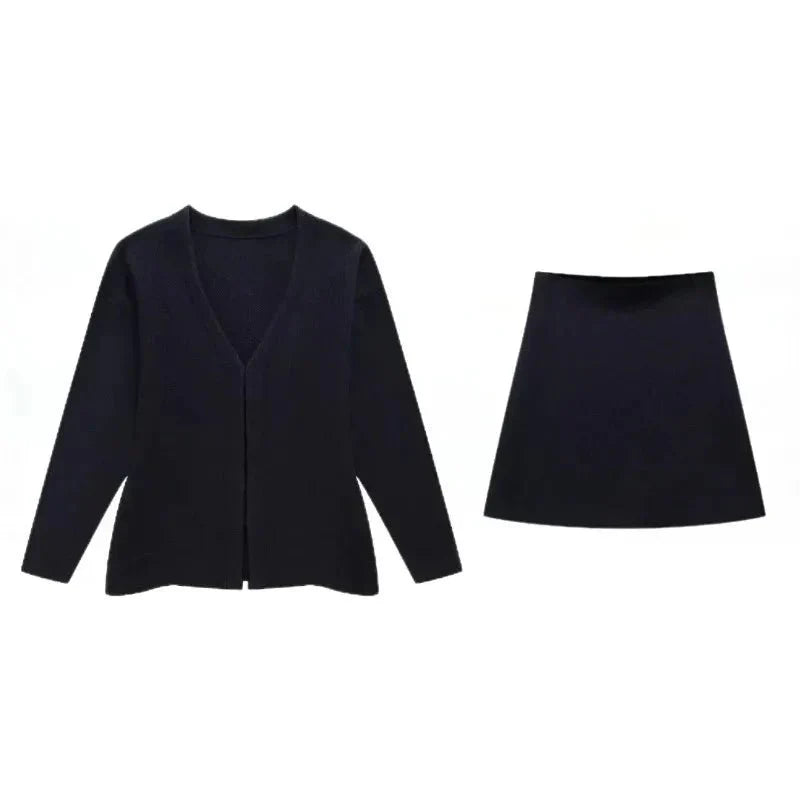 Ayla Knit Cardigan & Mini Skirt Set