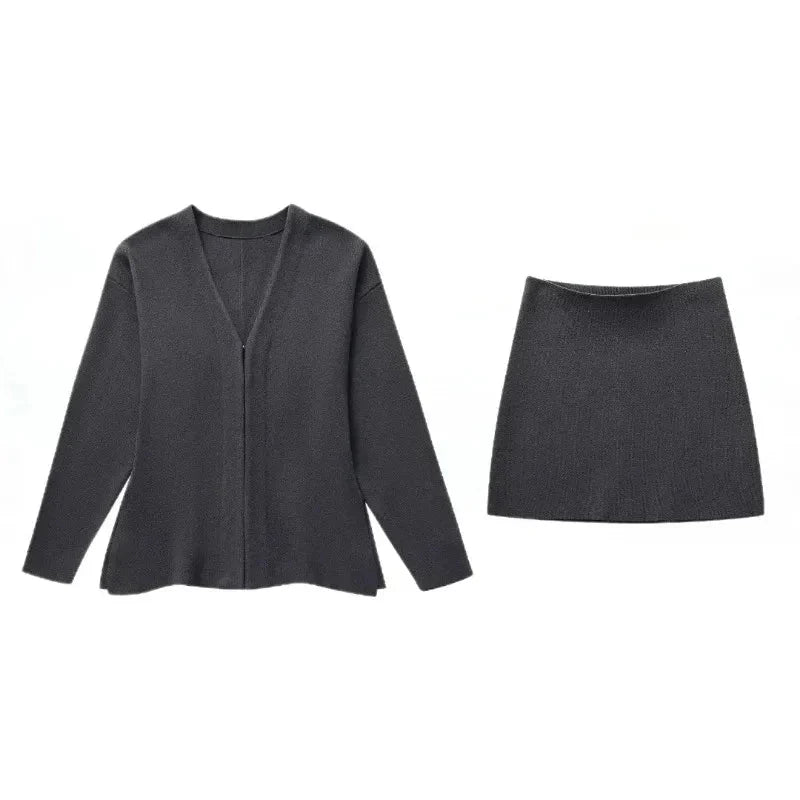 Ayla Knit Cardigan & Mini Skirt Set