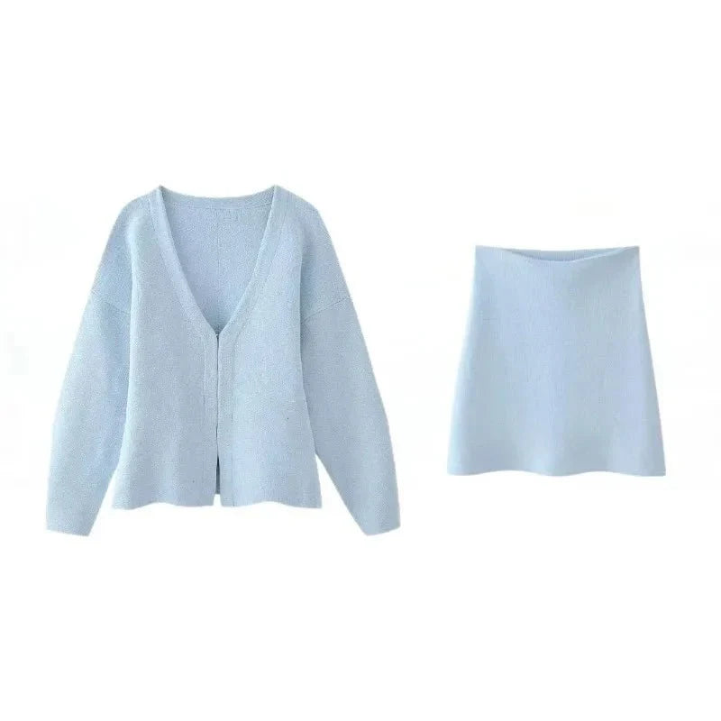 Ayla Knit Cardigan & Mini Skirt Set