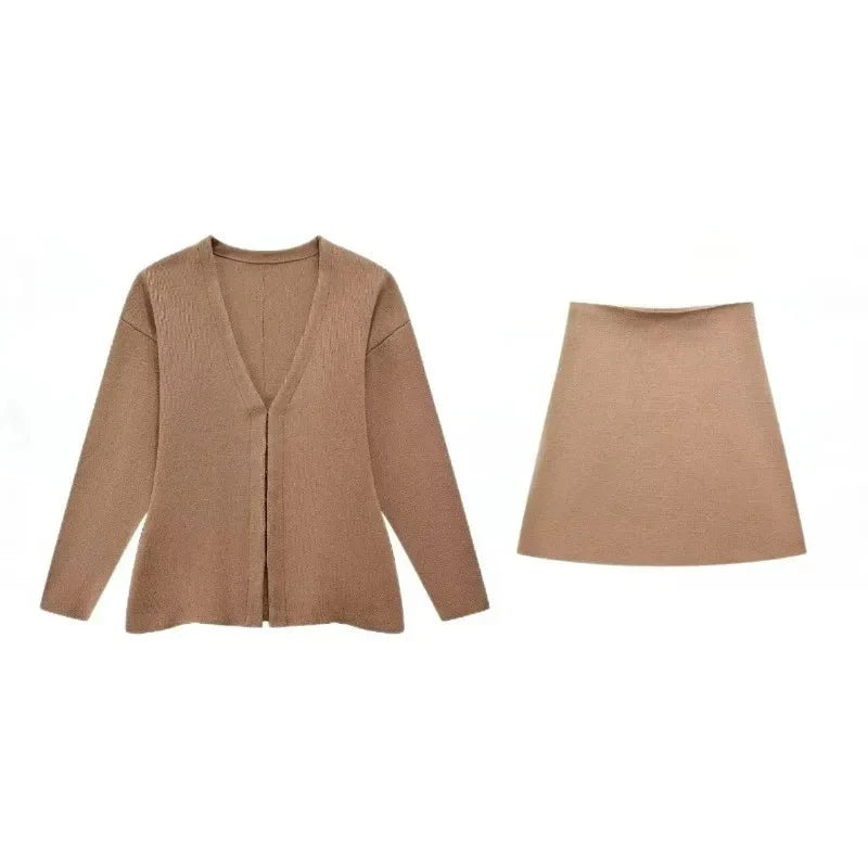 Ayla Knit Cardigan & Mini Skirt Set