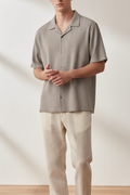 Slate Grey Crinkled Cuban Collar Shirt