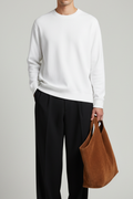 White Textured Sweatshirt